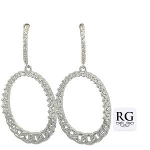 925 CZ PAVE+CHAIN LINK OPEN OVAL EAR - 38X19 - 4.4 <br/>M12545