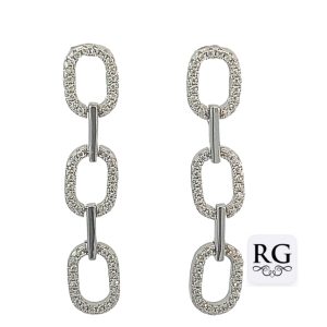 925 CZ PAVE TRIP OPEN OVAL DROP EAR - 39X7 - 4.7g