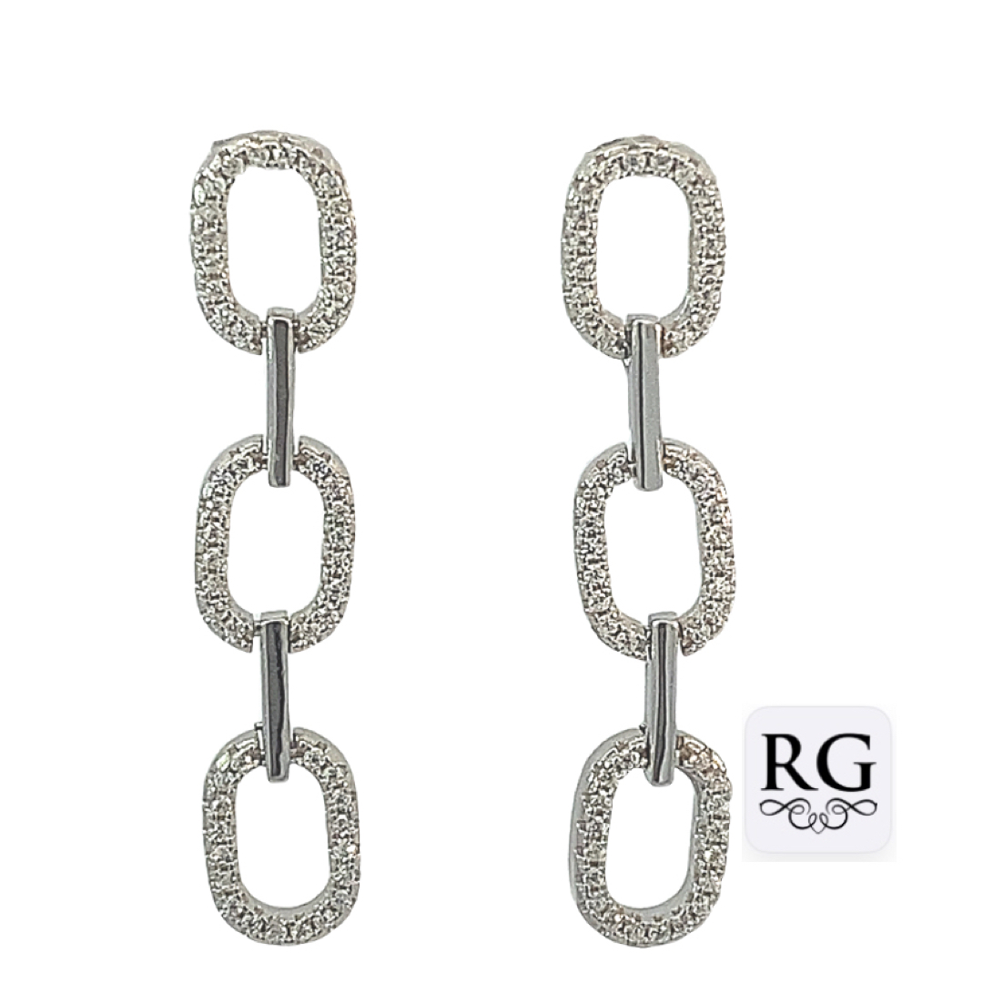 925 CZ PAVE TRIP OPEN OVAL DROP EAR - 39X7 - 4.7g