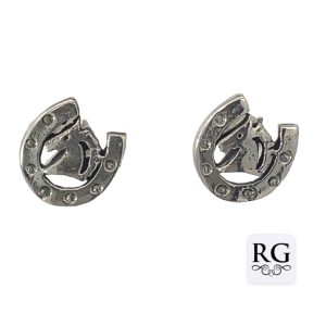 925 OXI HORSE IN LUCKY SHOE STUDS - 10X10 - 2.1g <br/>M12559