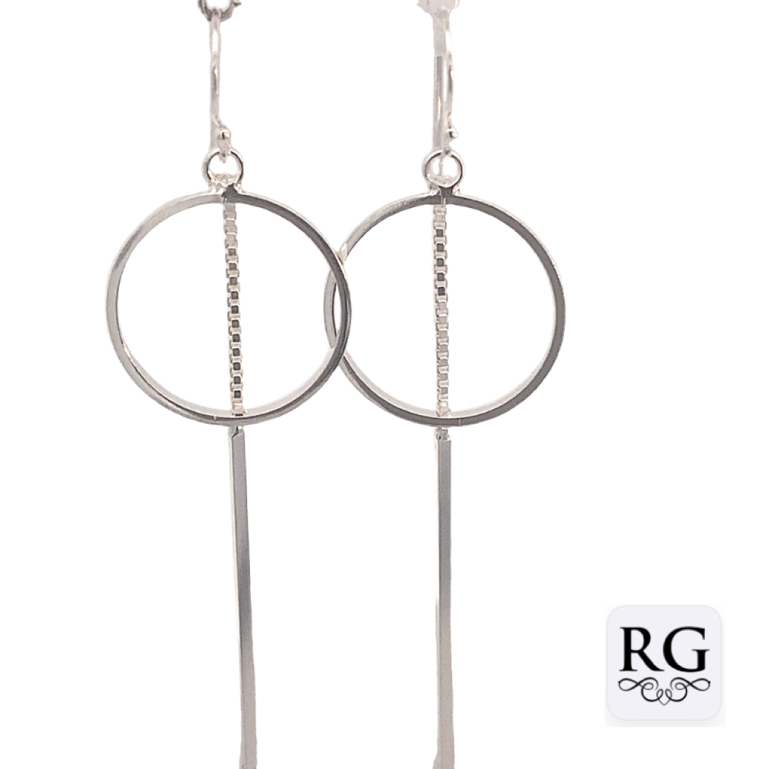 925 CIRCLE WITH CHAIN+BAR EARRINGS - 62X19 - 3.3g <br/>M12568