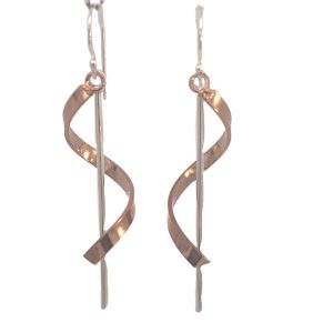 925 RG PL SPIRAL+LONG BAR EARRINGS - 55X20 - 3.3g <br/>M12569