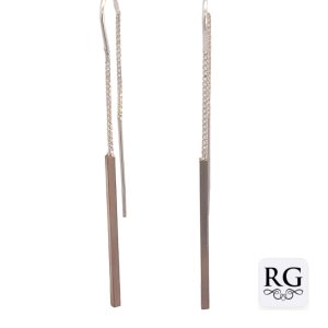 925 RG BAR+CHAIN THREADER EARRINGS - 58X2 - 2.1g <br/>M12570