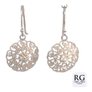 925 MILLGRAIN LACE RND DROP EAR - 27X14 - 2.1g <br/>M12574