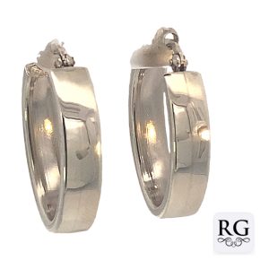 925 PLAIN HOLLOW RECT OVAL HINGE HOOPS - 28X6 7.5g <br/>M12591