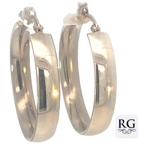 925 PLAIN HOLLOW D-SHAPE HINGE HOOPS - 41X7  12.8g <br/>M12595
