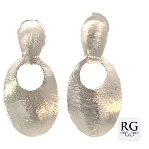 925 SCRATCHED DBL OVAL DROP EARRINGS - 31X15 - 6.5 <br/>M12596