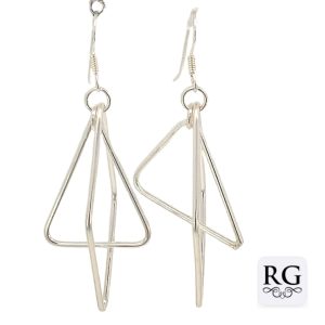 925 DBL OUTLINE GEOMETRIC DANGLE EAR - 54X33 - 4.3 <br/>M12598