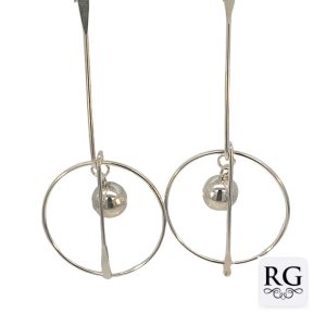 925 BALL IN CIRCLE LONG BAR DROP EAR - 80X35  8.3g <br/>M12601