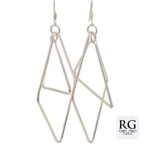925 DBL OUTLINE GEOMETRIC DANGLE EAR - 74X33 5.8g <br/>M12603