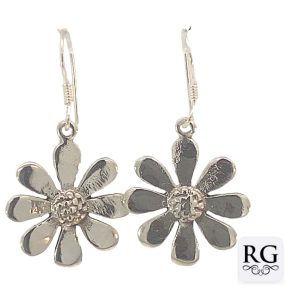 925 OXI FLAT FLOWER DROP EARRINGS - 35X19 - 3.8g <br/>M12606