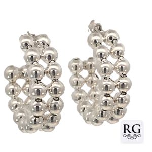 925 HOLLOW DBL ROW BALLS HALF HOOPS - 24X8 - 7.8g <br/>M12607