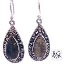 925 OXI LABRADORITE T/DROP BOHO EAR - 43X16 <br/>M12609L