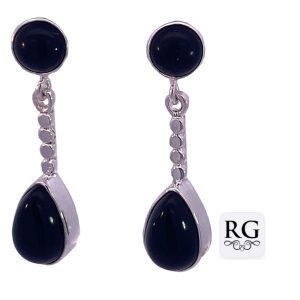 925 ONYX RND+T/DROP BOHO DROP EAR - 34X10 <br/>M12612O
