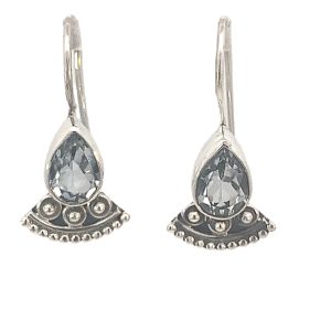 925 OXI BLUE TOPAZ TEARDROP BOHO EAR - 27X12  <br/>M12618BT