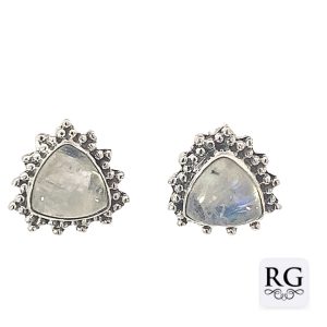 925 MOONSTONE TRILLION CUT BOHO STUDS - 12X12 <br/>M12619M