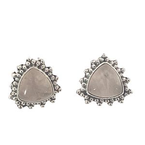925 ROSE QUARTZ TRILLION CUT BOHO STUDS - 12X12 <br/>M12619RQ
