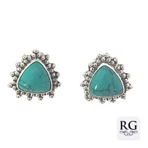 925 TURQUOISE TRILLION CUT BOHO STUDS - 12X12 <br/>M12619T