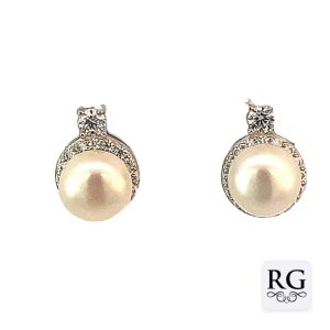 925 WHITE FW PEARL CZ PAVE STUDS - 12X9 - 3g <br/>M12621
