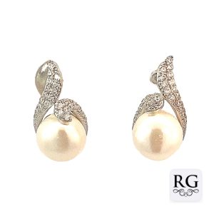 925 WH FW PEARL CZ PAVE FANCY T/DROP EAR 18X10 3.7 <br/>M12625