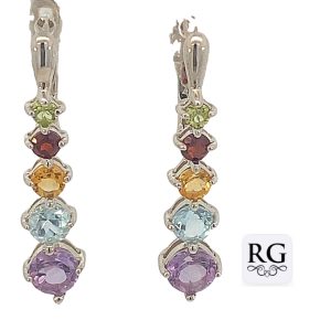 925 GEMSTONE GRADUAL LONG LEVER BACK LATCH - 34X7 <br/>M12648