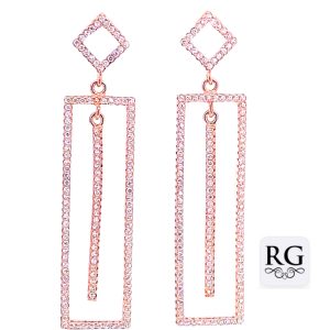 925 RG PL CZ PAVE OUTLINE RECT DROP EAR 51X11 7.6g <br/>M12654
