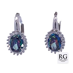 925 MYSTIC QRTZ OVAL HALO LEVER BACK EAR 17X9 3.5g <br/>M12656