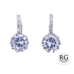 925 CZ PAVE CLAW SET LEVERBACK EAR - 20X10 - 5.2g