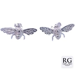 925 ETCHED BUMBLE BEE STUDS - 8X16 - 1.3g <br/>M12660
