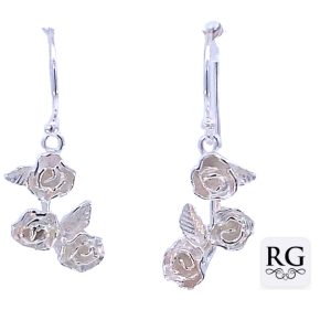 925 MATT TRIP FLOWERS DROP EARRINGS - 29X10  2.6g <br/>M12662