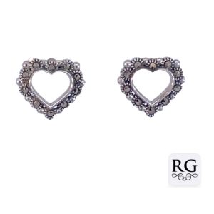 925 MARCASITE OPEN HEART STUDS - 11X12 - 1.3g <br/>M12685