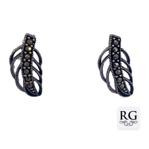 925 MARCASITE OPEN CUT LEAF STUDS - 13X6 - 1.3g <br/>M12686