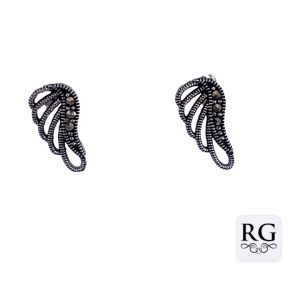 925 MARCASITE OPEN CUT ANGEL WING STUDS 11X6 1.15g <br/>M12687