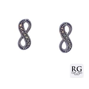 925 MARCASITE OPEN CUT INFINITY STUDS - 6X13  1.4g <br/>M12688