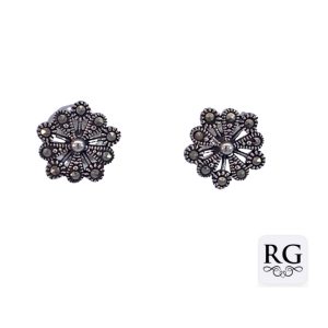 925 MARCASITE FLOWER STUDS - 10MM - 1.4g <br/>M12689
