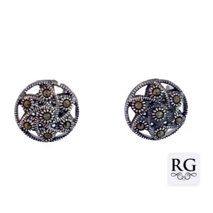 925 MARCASITE VINTAGE  ROUND STUDS - 11MM - 2.3g <br/>M12691
