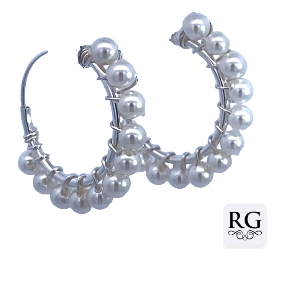 925 WHITE BEADS ON SLEEPERS - 19X3 - 1.65g <br/>M12694 - Image 2