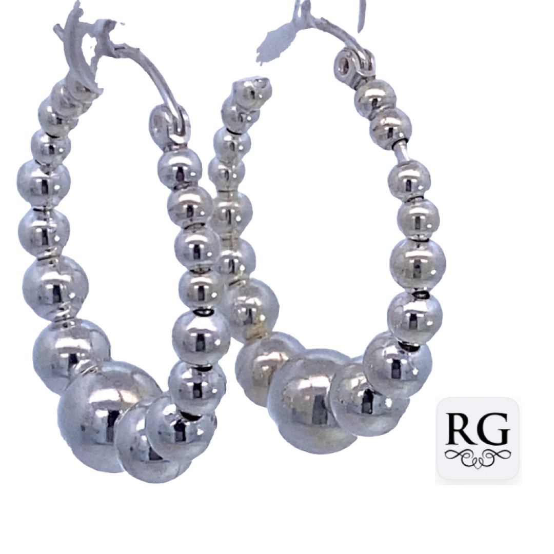 925 GRADUAL BALLS ON HINGE HOOPS - 31X8 - 7.5g <br/>M12710