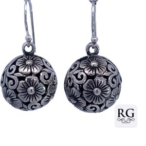 925 OXI HOL FLOWER FILIGREE BALL EAR - 15MM - 8.1g <br/>M12713