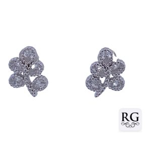 925 CZ PAVE MILLGRAIN LEAF STUDS - 11X8 - 1.85g <br/>M12714