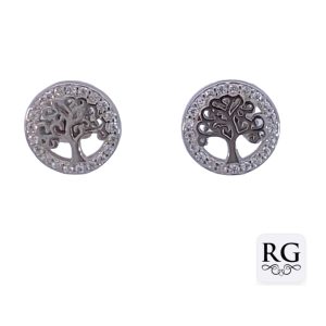 925 CZ PAVE OPEN TREE OF LIFE STUDS - 10MM - 1.8g <br/>M12716