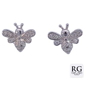 925 CZ PAVE BUMBLE BEE STUDS - 11X12 - 1.6g <br/>M12717