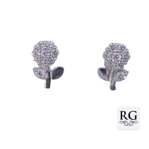 925 CZ PAVE FLOWER LEAF STEM STUDS - 11X7 - 1.3g <br/>M12719
