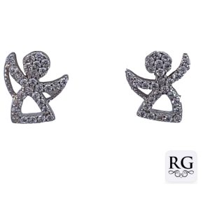 925 CZ PAVE OPEN CUT ANGEL STUDS - 10X9 - 1.3g <br/>M12721