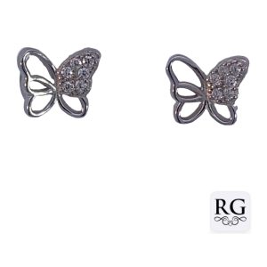 925 CZ PAVE OPEN CUT BUTTERFLY STUDS - 8X9 - 1.27g <br/>M12725
