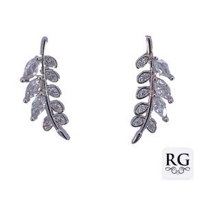 925 RND+MARQ CZ PAVE OLIVE LEAF STUDS - 16X6 1.4g <br/>M12726