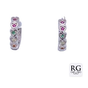 925 MULTI COL CZ PAVE HEARTS HUGGIES - 13X3 - 2g <br/>M12730