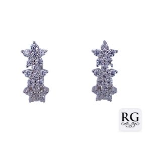 925 TRIP CZ PAVE FLOWERS OVAL HINGE HOOPS - 16X6  <br/>M12731