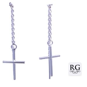 925 PLAIN CROSS ON CHAIN THREADER EAR - 72X10 - 1g <br/>M12751