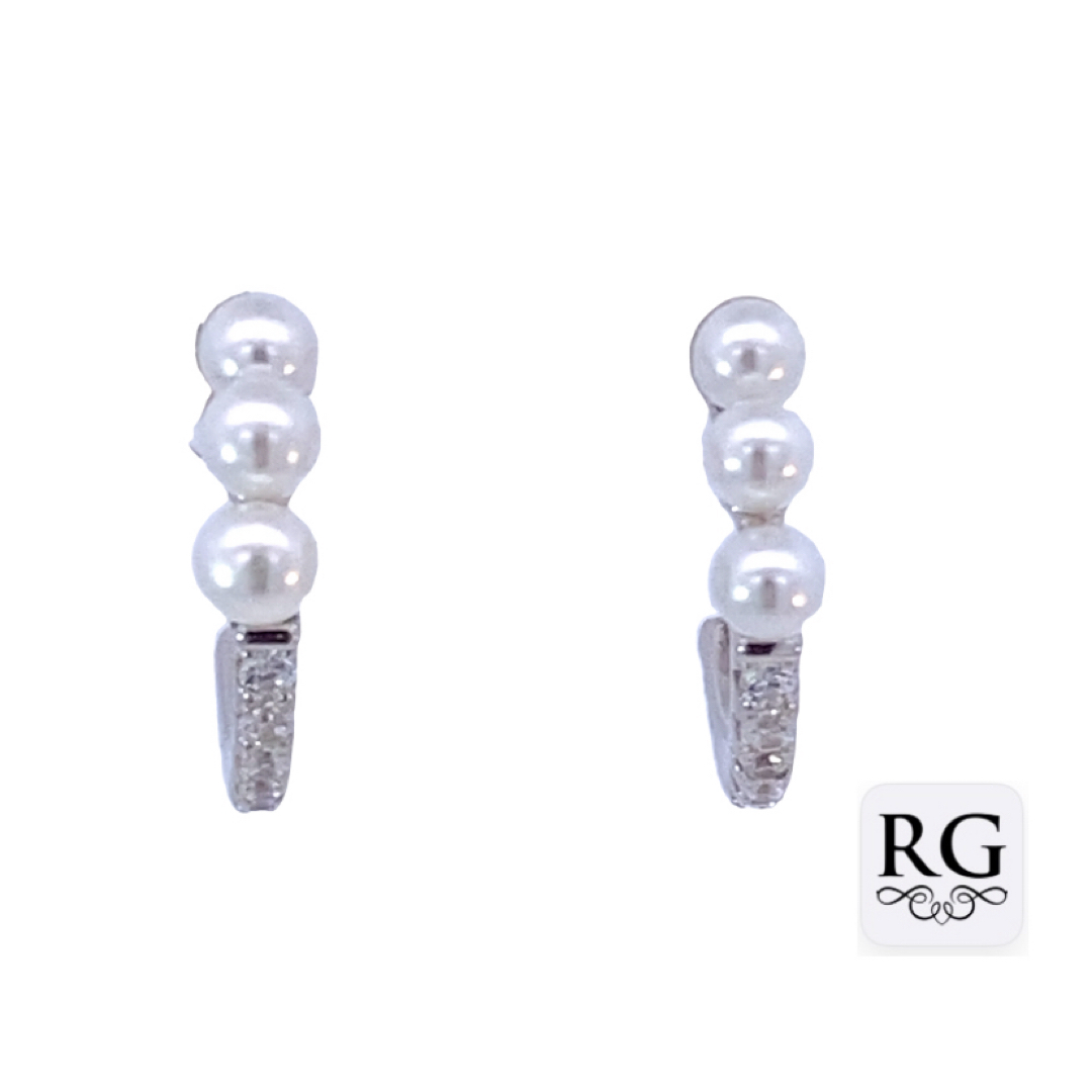 925 CZ PAVE+WH BEADS HALF HOOPS - 20X4 - 2.95g <br/>M12791